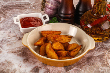 Fried rustic golden Idaho potato