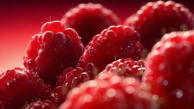 Close-up of ripe red raspberries