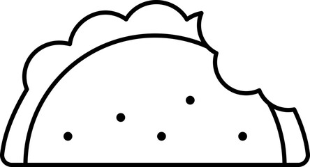 Isolated Tacos Bite Icon in Black Line Art.