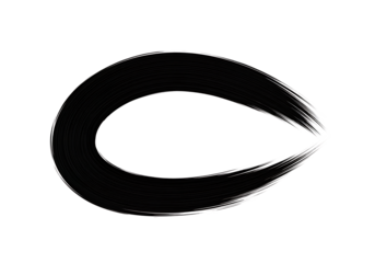 Illustration of black abstract brush stroke oval shape isolated on transparent background on transparent background