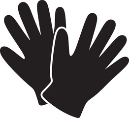 Obraz premium Pair of Gloves Black Silhouette Vector Illustration for Protection or Work Safety
