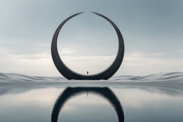 Dark ring structure over tranquil desert