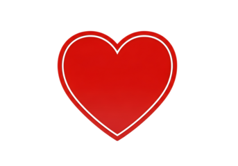 Illustration of red heart shape with white outline isolated on transparent background on transparent background