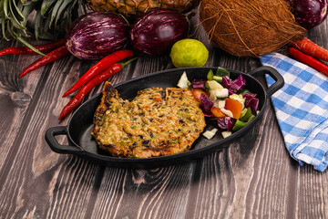 Tasty chicken steak with vegetables