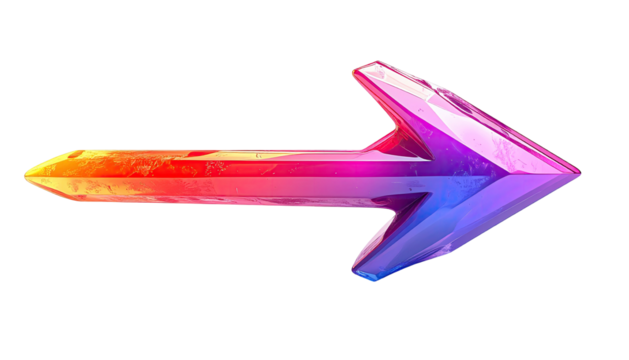 Colorful, 3D arrow pointing right, gradient hues