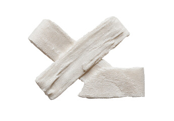 White Medical Bandages Rolled and Unrolled on White Background for Healthcare and First Aid Supplies