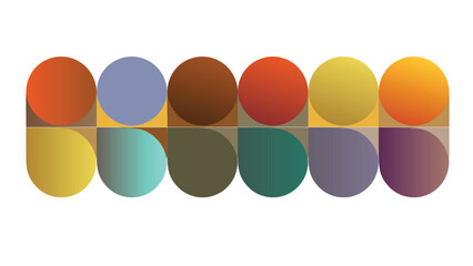 Colorful Circle Mosaic with Geometric Shapes Creating an Abstract Arrangement on White Background