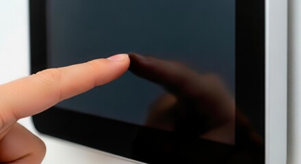 Finger touching touchscreen on sleek device