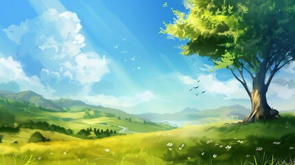 Elegant Scenery Background Images, covering scenes such as lake morning mist, mountain sunset, seaside afterglow, forest stream, flower field terraces. It presents elegant texture with soft tones