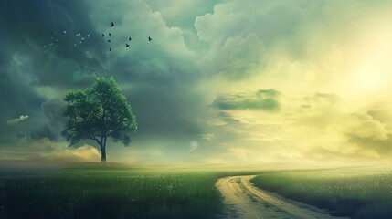 Elegant Scenery Background Images, covering scenes such as lake morning mist, mountain sunset, seaside afterglow, forest stream, flower field terraces. It presents elegant texture with soft tones