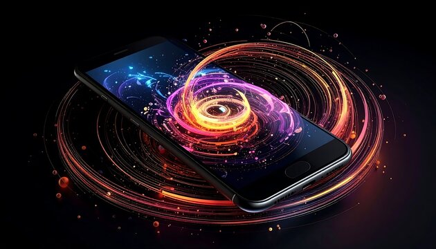 Smartphone in swirling abstract display