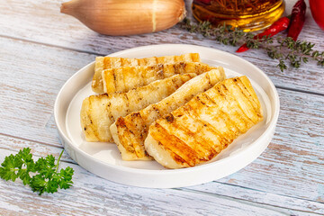 Greek traditional grilled halloumi cheese