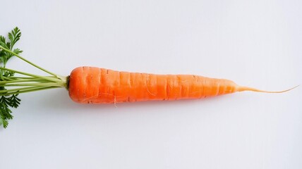Raw organic carrot shot on white background for easy cutout. Ideal for nutrition guides, vegan diet content, and agriculture marketing.