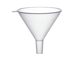 White plastic funnel with handle