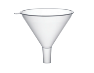 White plastic funnel with handle