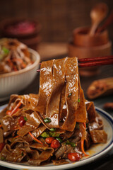 Traditional Shaanxi Cold Buckwheat Noodles with Red Chopsticks - Chinese Specialty Cuisine