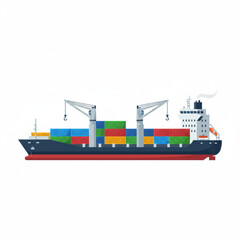 Cargo Ship Isolated on White Background6.eps