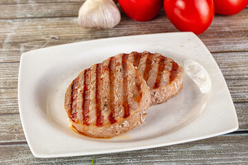 Grilled tuna steak fillet medallion