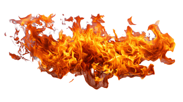 Vibrant flame design with dynamic movement, captured on a transparent background, ideal for graphic design projects, fire-related themes, and creative visual expressions.