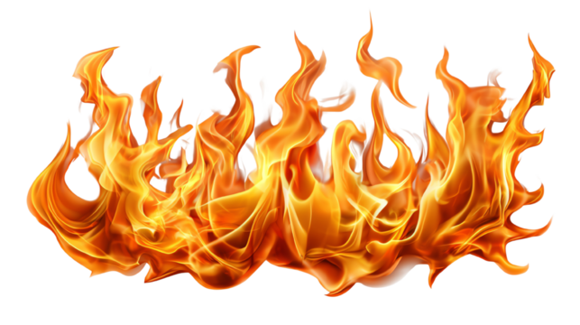 Vibrant flames radiate intense heat and energy, creating a dynamic visual effect that captures the essence of fire. Perfect for graphical designs and illustrations.
