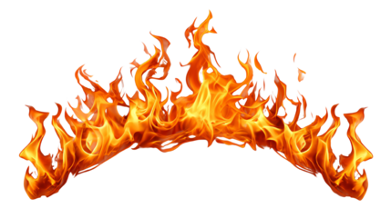 Realistic flame design, ideal for backgrounds or overlays, depicting a vibrant fire element with dynamic movement against a white isolated background.