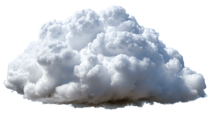 Fluffy white clouds against a transparent background, creating a serene and dream-like atmosphere. Perfect for backgrounds or illustrations related to weather or nature themes.