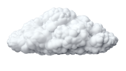 Fluffy white cloud isolated on a black background, showcasing its soft and billowy texture, ideal for natural sky images and atmospheric designs.