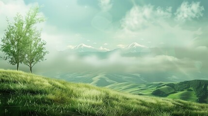 Elegant Scenery Background Images, covering scenes such as lake morning mist, mountain sunset, seaside afterglow, forest stream, flower field terraces. It presents elegant texture with soft tones