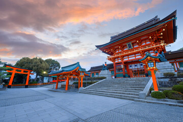 Fushimi Inari Taisha, an important Shinto shrine, famous for its thousands of vermilion torii gates in Kyoto, Japan
