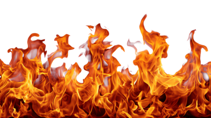 Vibrant flames in shades of orange and yellow, dancing against a black background. Perfect for illustrating energy, passion, and warmth.