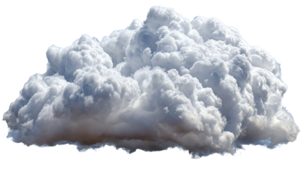 A detailed shot of soft, fluffy white clouds against a transparent background, perfect for creating dreamy atmospheres in various design projects.