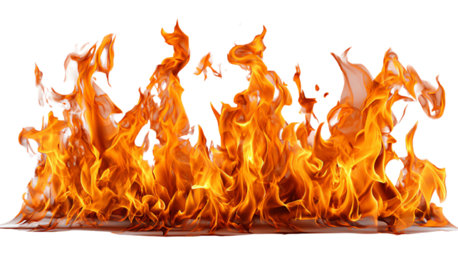 Vibrant flames dancing upward in a mesmerizing display of heat and energy, perfect for illustrating fire-related concepts, energy, or warmth in creative projects.