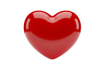 Illustration of a shiny red heart, isolated on transparent background on transparent background