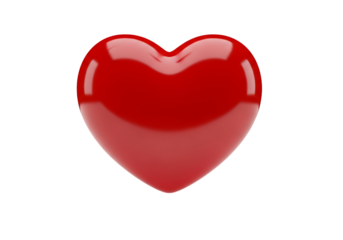 Illustration of a shiny red heart, isolated on transparent background on transparent background