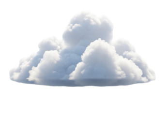Illustration of a fluffy white cumulus cloud isolated on a transparent background on transparent background