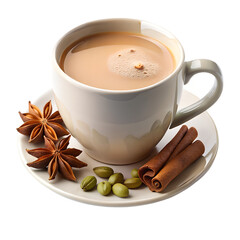 Spiced Masala Chai Serving Isolated on Transparent Background
