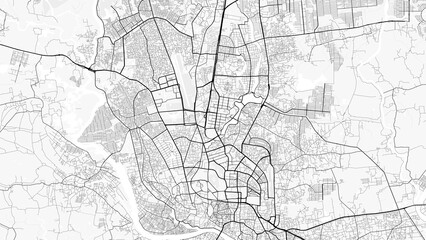Obraz premium Dhaka City Map. Minimalist black and white line art poster for printing, wallpaper, wall art for home and office decor