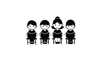 Students Sitting Classroom Cartoon