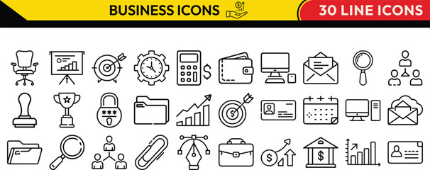 Business, Marketing and Analytics Icons. Professional Linear Pack