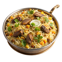 Flavorful mutton biryani Indian cuisine isolated on transparent background