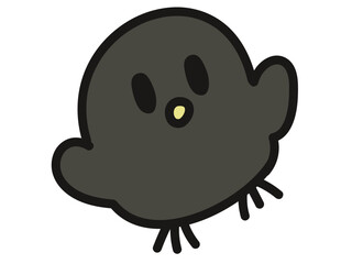 白背景に黒ひよこのカワイイキャラクター © みるく さとう