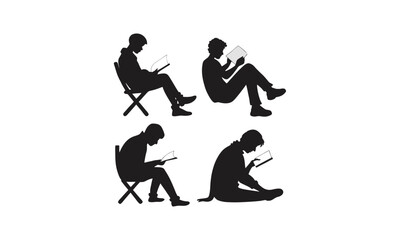 Book Reading Silhouette Illustration