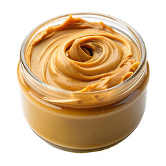 Jar of smooth peanut butter isolated on transparent background