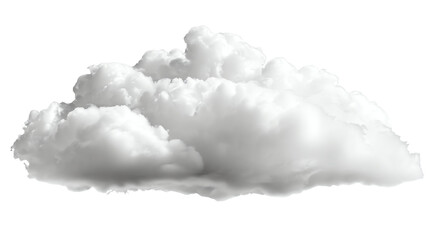 Fluffy white cloud isolated on a transparent background, perfect for natural, serene, and calming atmospheres in design and artwork.