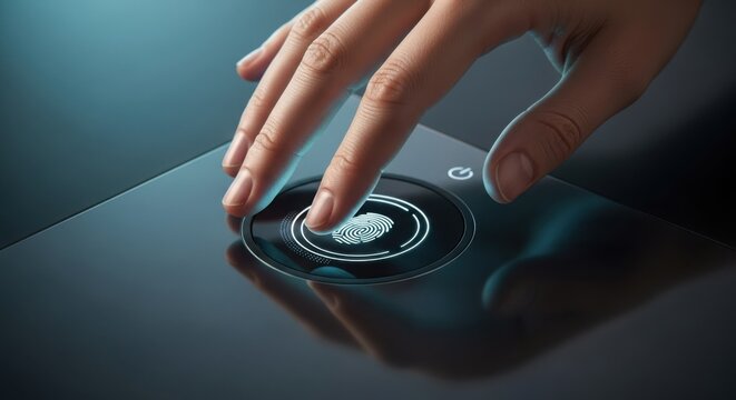 Good conference. Hand activating fingerprint sensor on glossy touchscreen