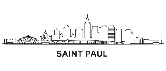 Saint Paul Line Art skyline banner. Saint Paul City, Minnesota. with white background