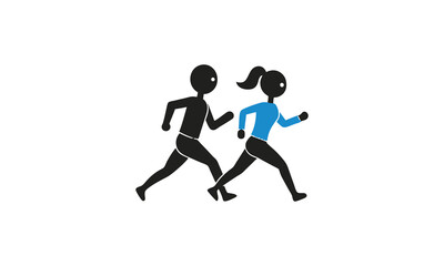 Running Couple Vector Illustration