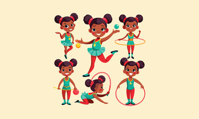 Fun Gymnastics Girl Cartoon Illustration