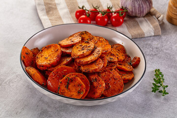 Tasty baked sweet potatoes with spices