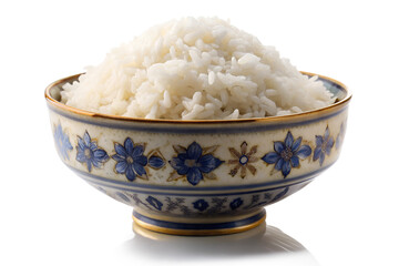 Traditional steamed white rice meal isolated on transparent background